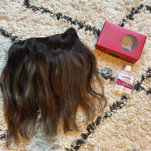 WENNALIFE Wire Hair Extensions Real Human Hair 14” 75g Balayage Brown - Picture 2 of 2